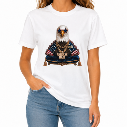 American Made T-Shirt on White with Crystals