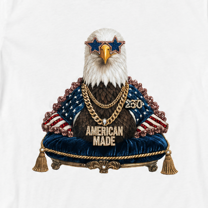 American Made T-Shirt on White with Crystals