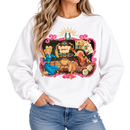 White Lady Luck Sweatshirt on White