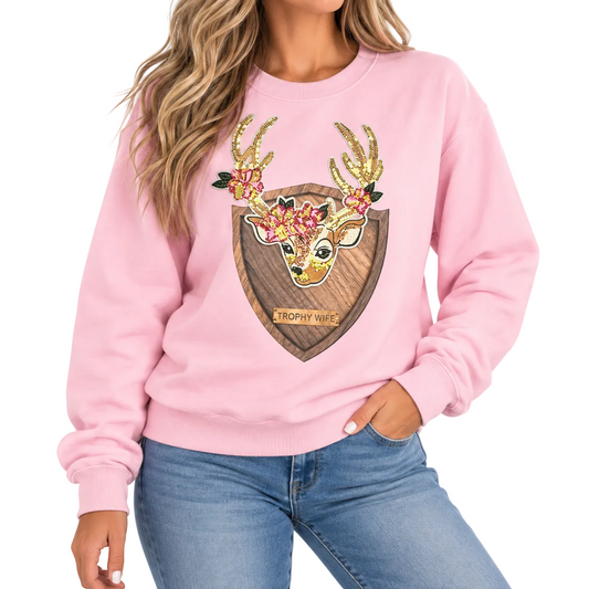 Trophy Wife Sweatshirt on Pink