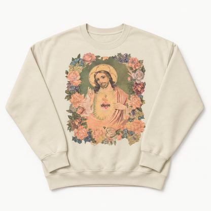 Jesus Sweatshirt on Tan with Crystals