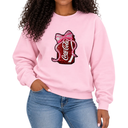 Cola Sequin Patch Sweatshirt on Pink
