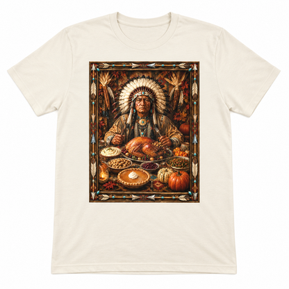 Chief's Feast T-shirt on Natural with Crystals