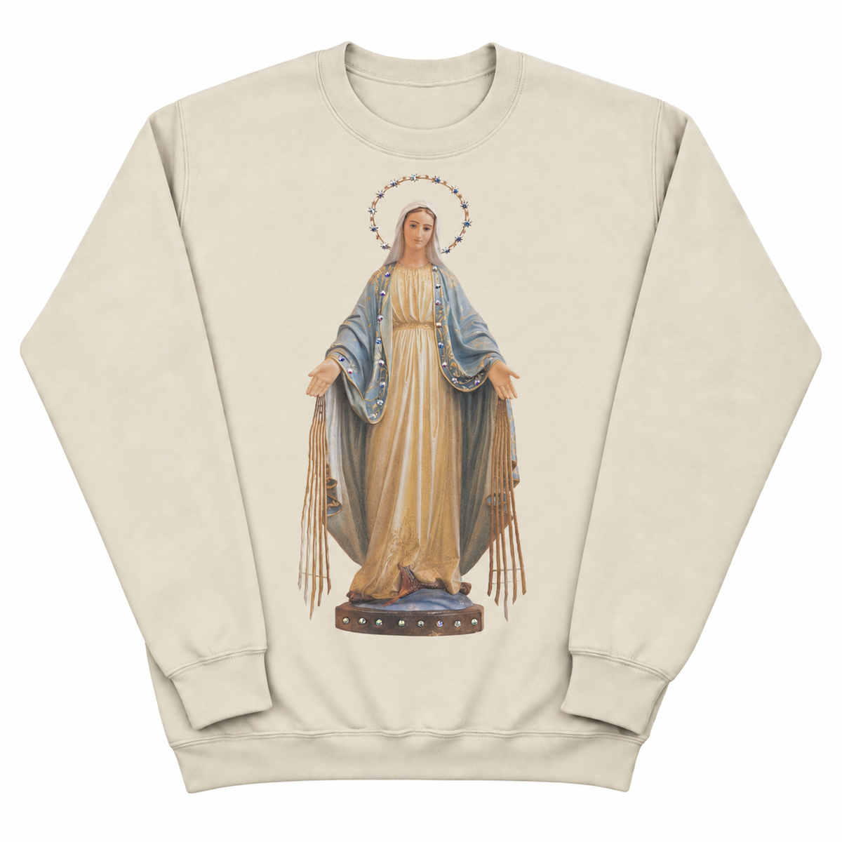Madonna Sweatshirt on Tan with Crystals