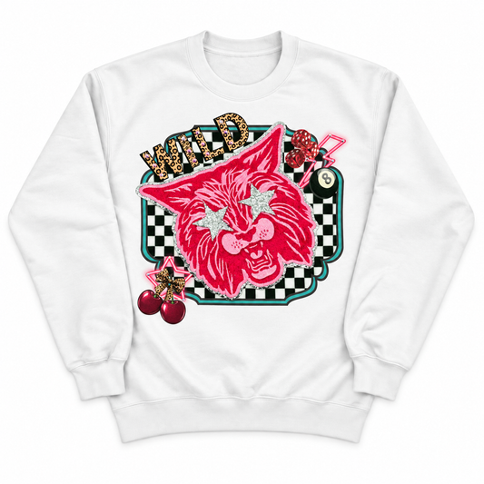 Wild Cat Patch Sweatshirt with Crystals