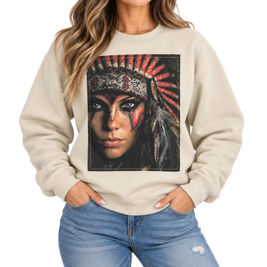 Indian War Paint Sweatshirt sewn on Tan