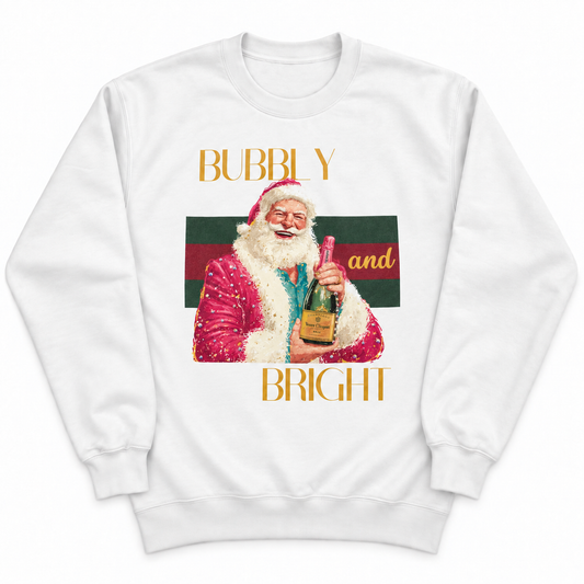Bubbly & Bright Sweatshirt on White with Crystals