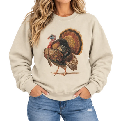 Fancy Turkey Sweatshirt on Tan
