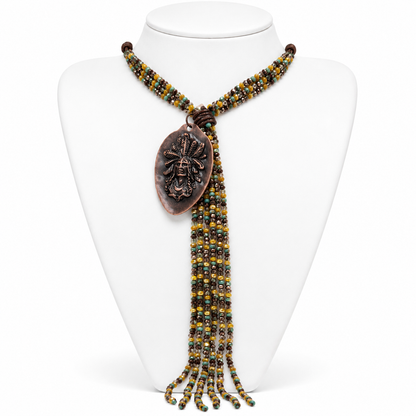 Leather and Beaded Spoon Charm Necklace