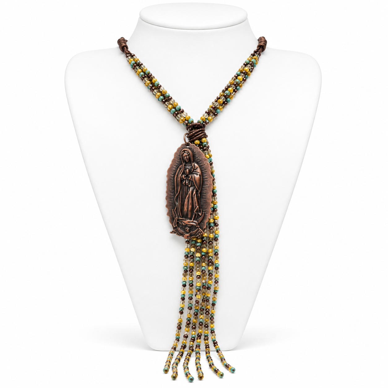 Leather and Beaded Spoon Charm Necklace