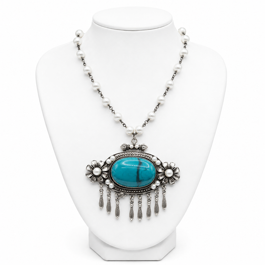 Turquoise Nancy Pearl Necklace