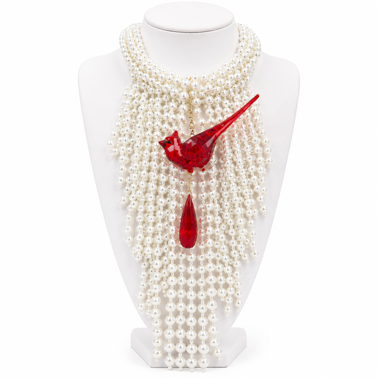 Cardinal Wishes Pearl Fringe Necklace