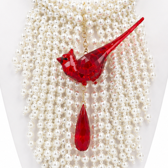 Cardinal Wishes Pearl Fringe Necklace
