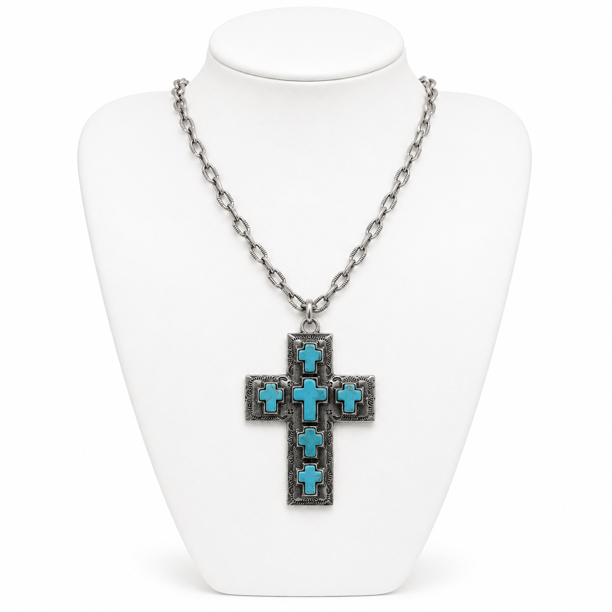 Western Cross w/Turquoise Necklace
