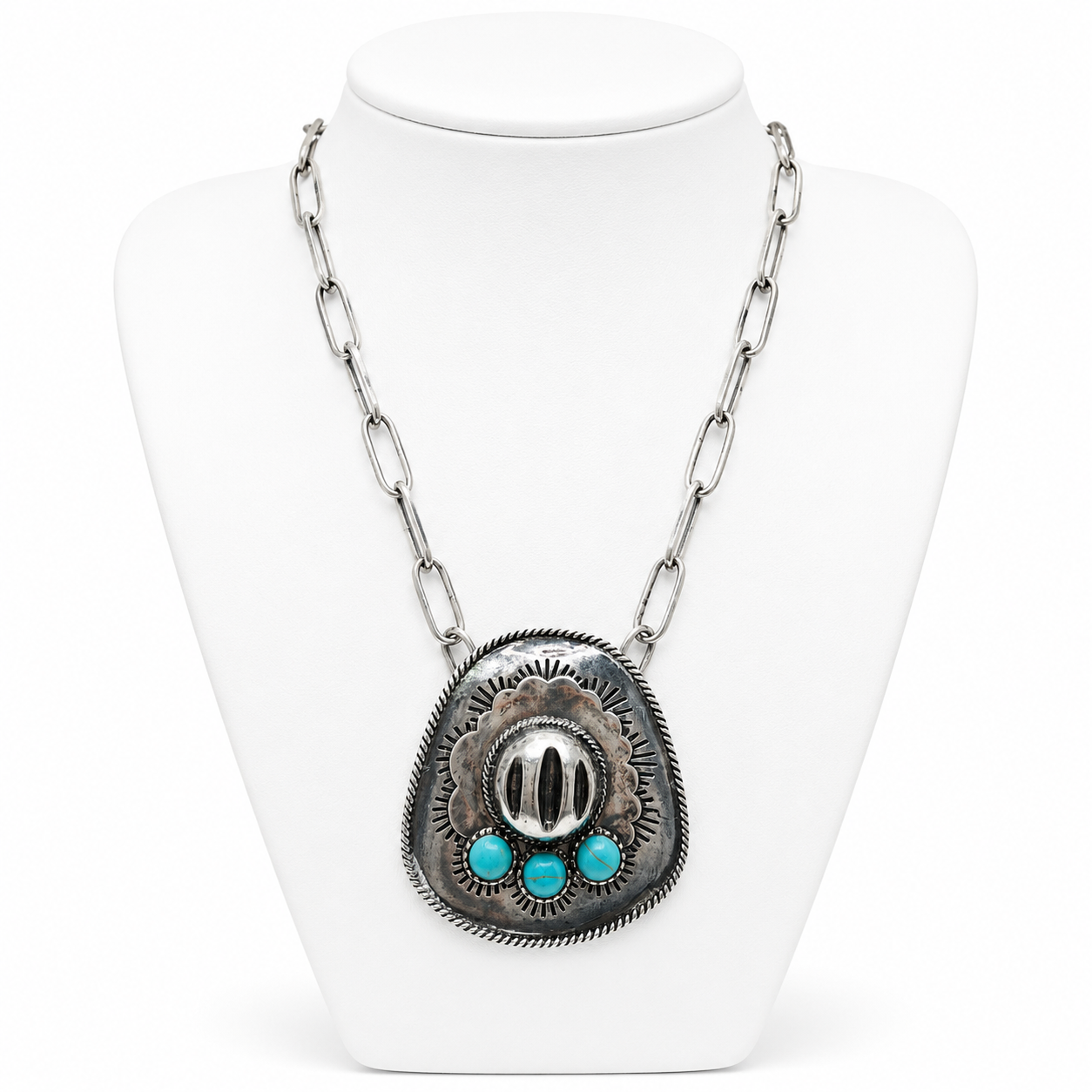 Silver Hat w/Turquoise Necklace