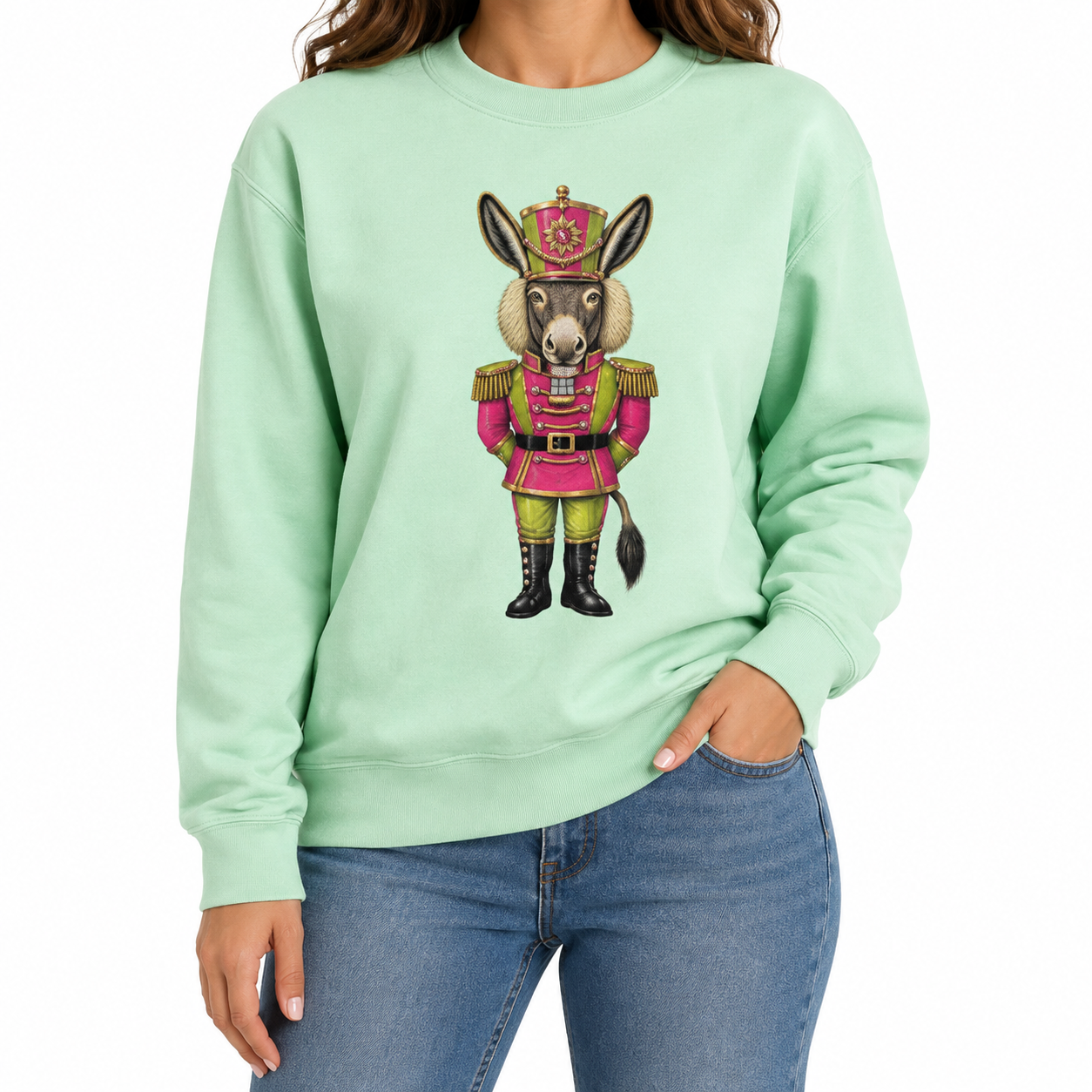 Nutcracker Jack Sweatshirt on Mint with Crystals