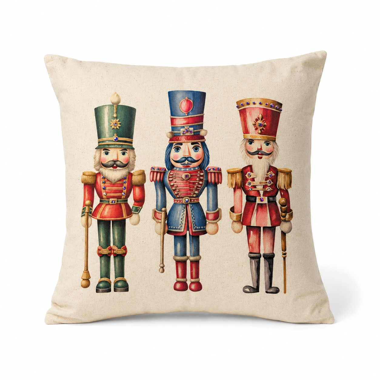 Traditional Nutcracker Pillow Cover w/Crystals
