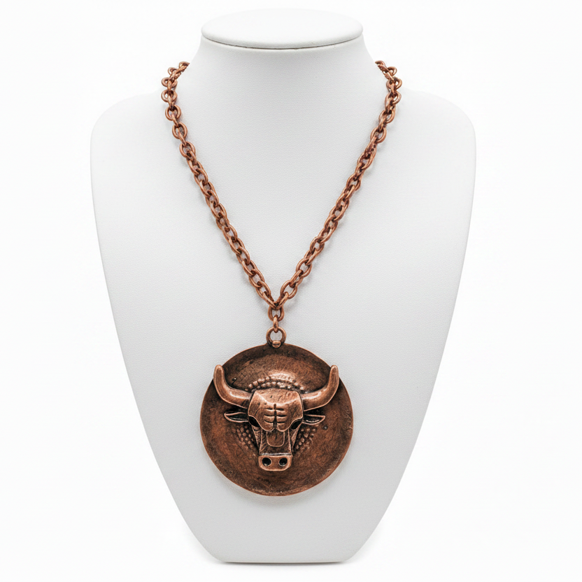 Bull Disk Pendent Necklace