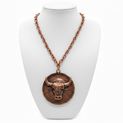 Bull Disk Pendent Necklace