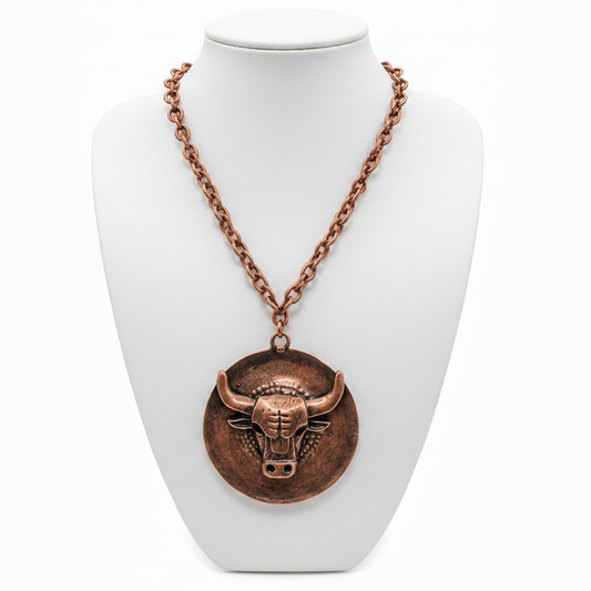 Bull Disk Pendent Necklace