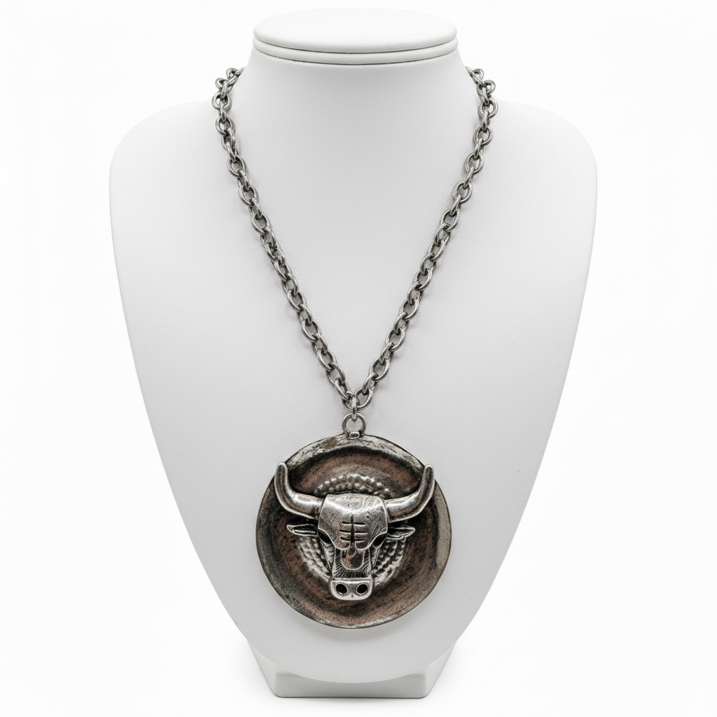 Bull Disk Pendent Necklace