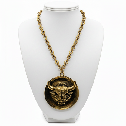 Bull Disk Pendent Necklace