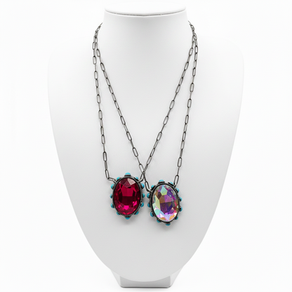 Large Crystal Necklace with Turquoise