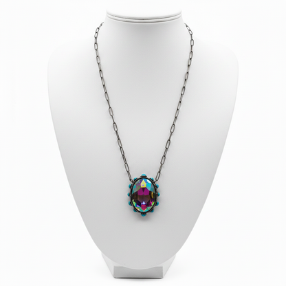 Large Crystal Necklace with Turquoise