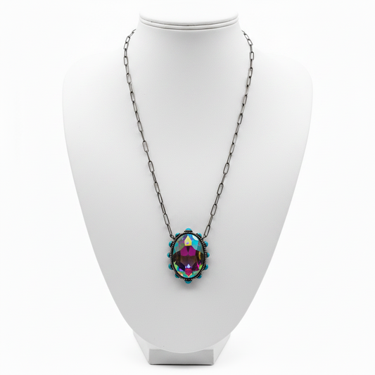 Large Crystal Necklace with Turquoise