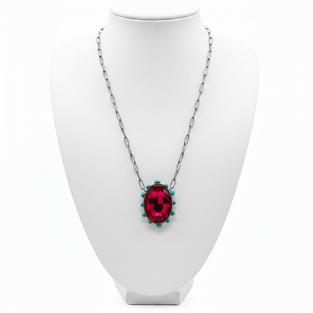 Large Crystal Necklace with Turquoise