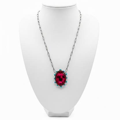 Large Crystal Necklace with Turquoise