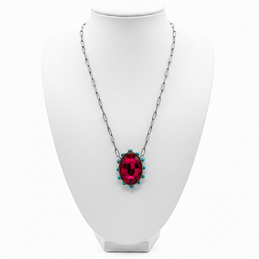 Large Crystal Necklace with Turquoise