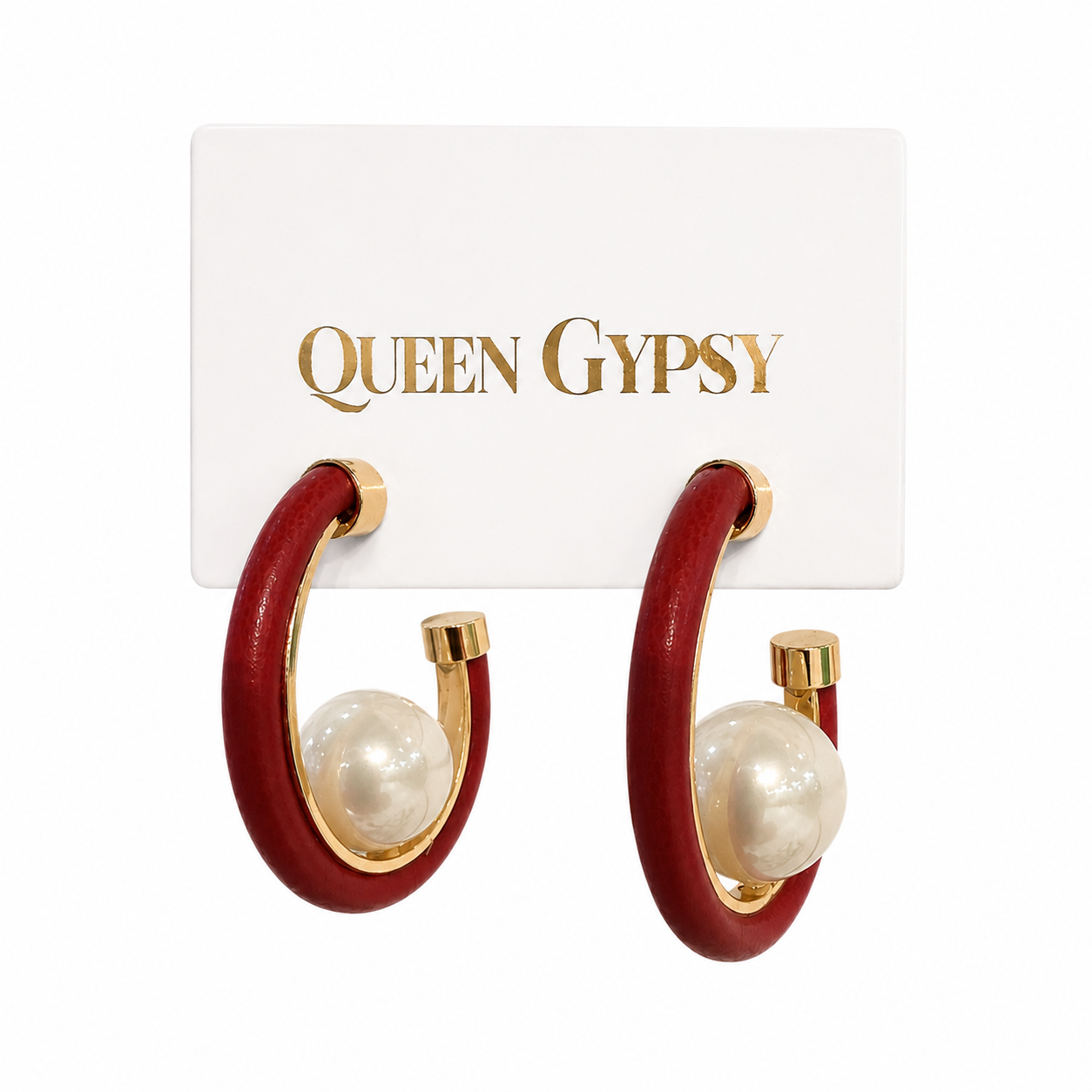 Leather Drop Pearl Earring