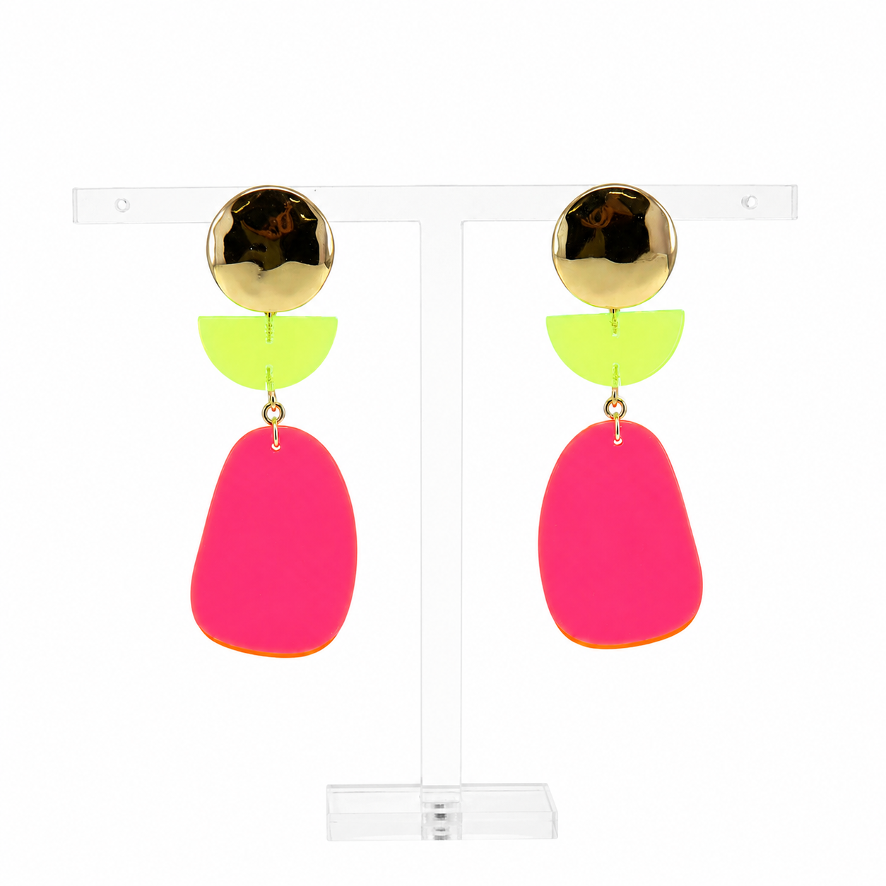 Neon Oasis Geometric Acrylic Earrings