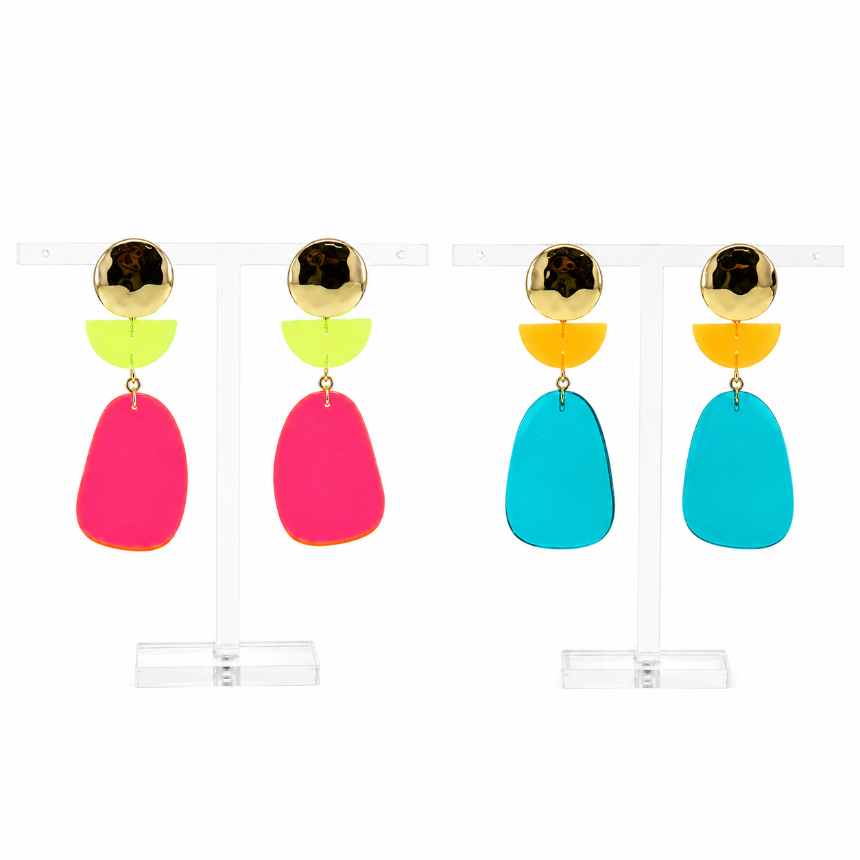 Neon Oasis Geometric Acrylic Earrings