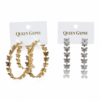 Butterfly Wreath Hoop Earrings