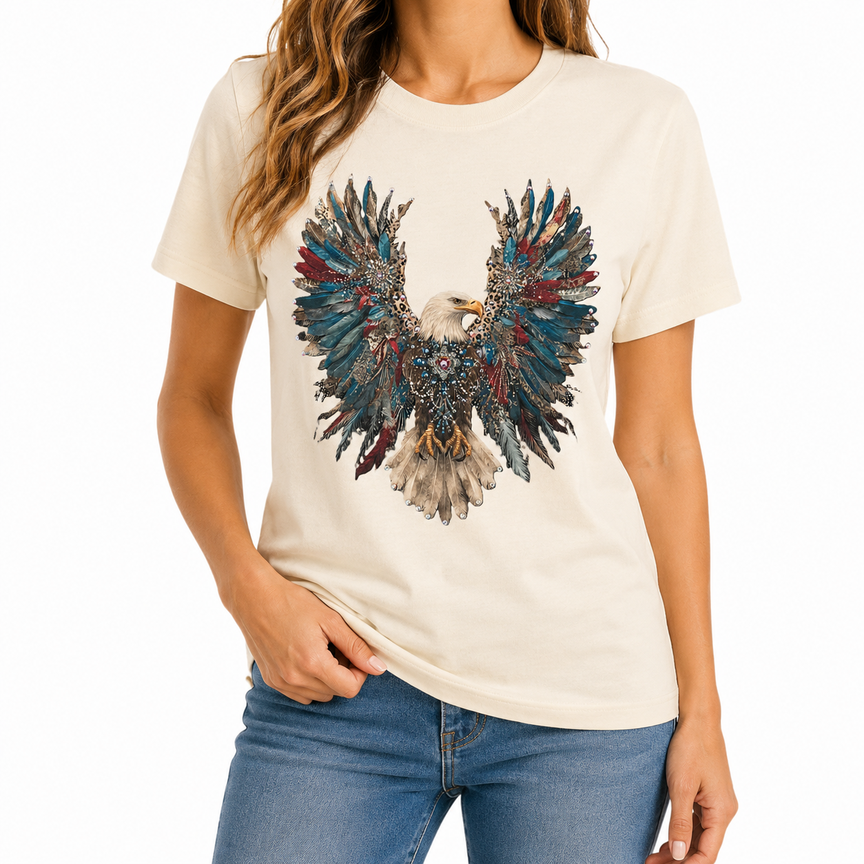Wildly Free T-Shirt on Natural with Crystals