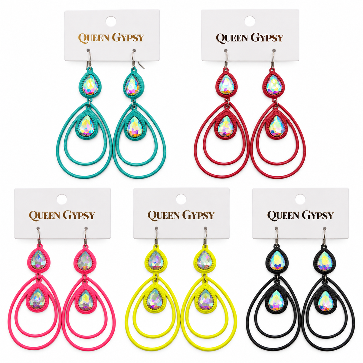 Double Drop Crystal Teardrop Earrings