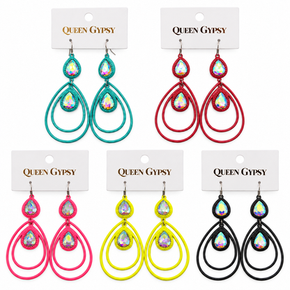 Double Drop Crystal Teardrop Earrings