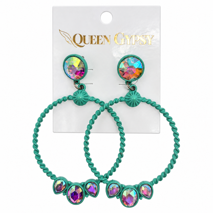 Twisted Crystal Loop Earrings