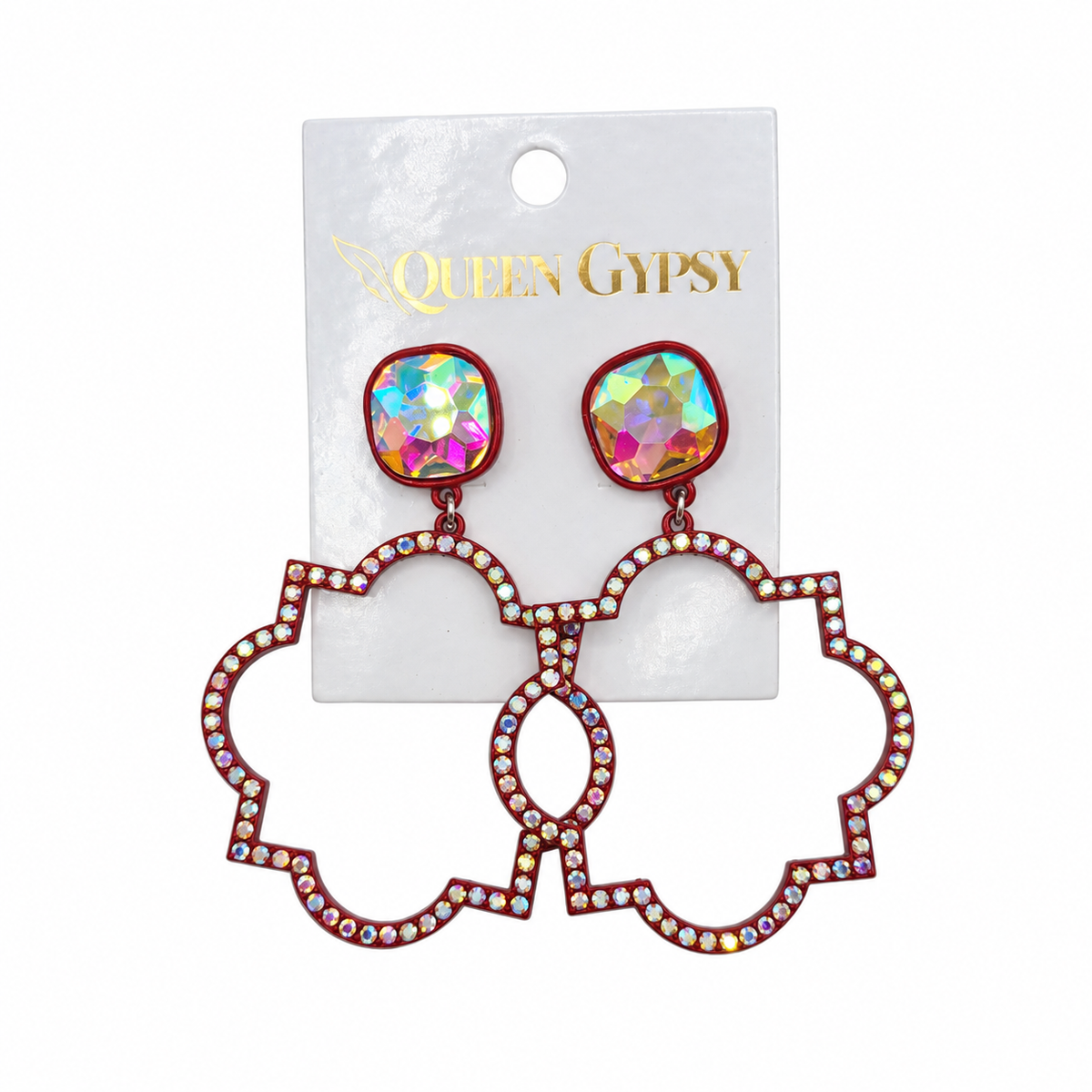 Crimson Sparke Clover Earringss