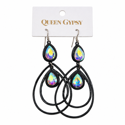 Double Drop Crystal Teardrop Earrings