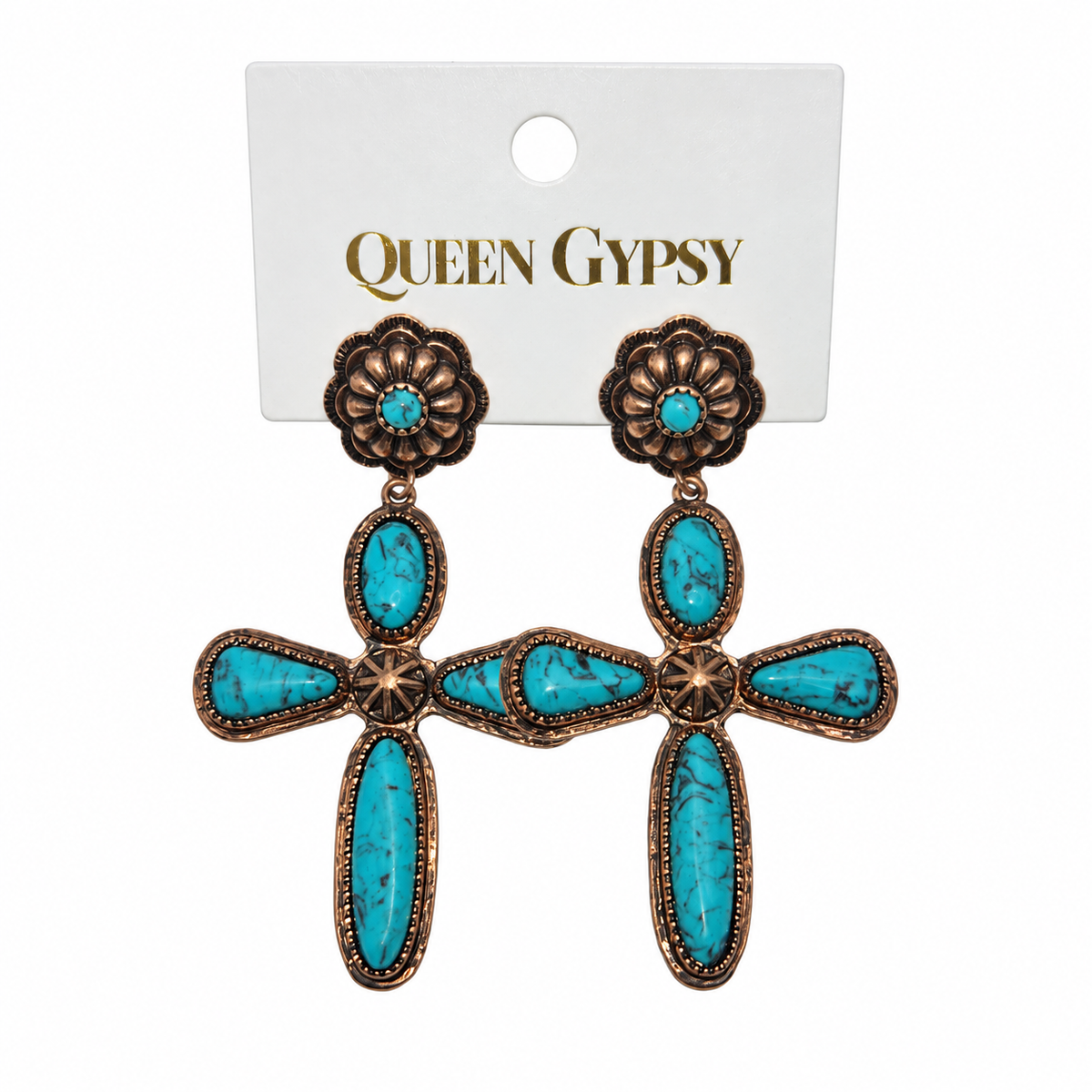 Turquoise Trail Cross Earrings