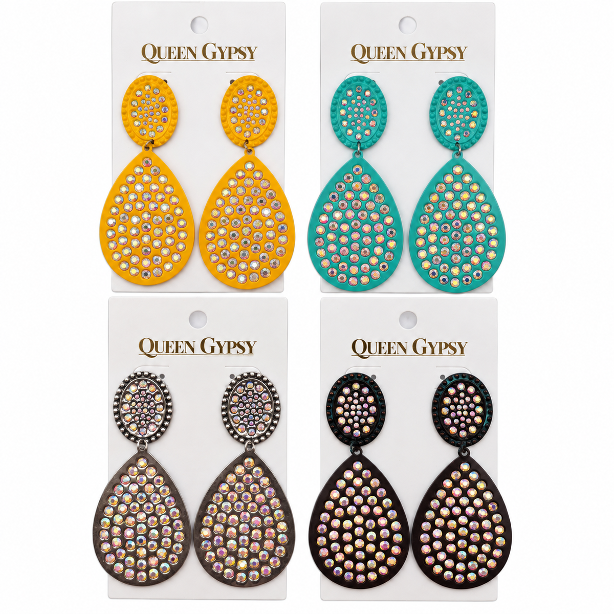 Disco Rodeo Rhinestone Teardrop Earrings