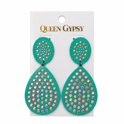 Disco Rodeo Rhinestone Teardrop Earrings