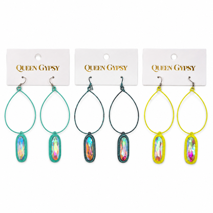 Prismatic Teardrop Wire Loop Earrings
