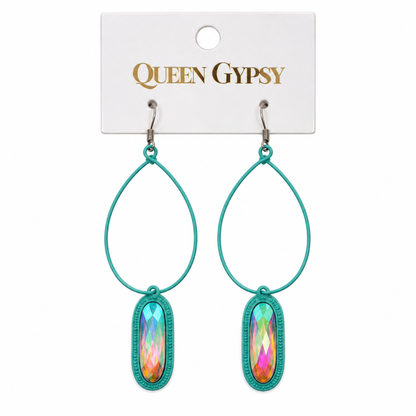 Prismatic Teardrop Wire Loop Earrings