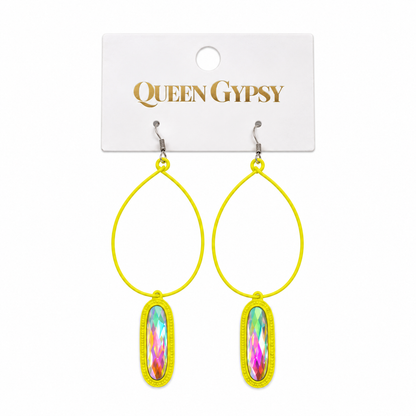 Prismatic Teardrop Wire Loop Earrings