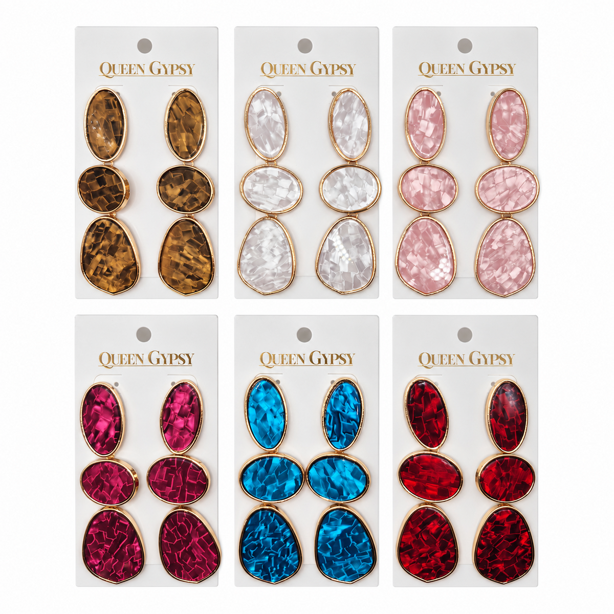 Gold Mosaic Trio Earrings