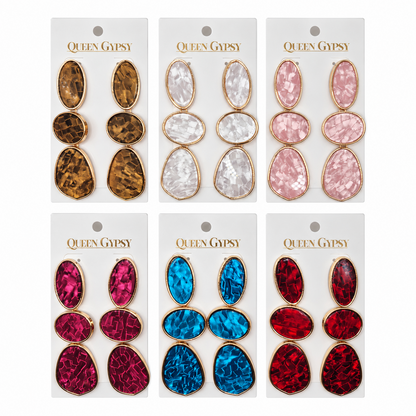 Gold Mosaic Trio Earrings